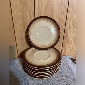 Elegant Brown and Cream Saucers Set